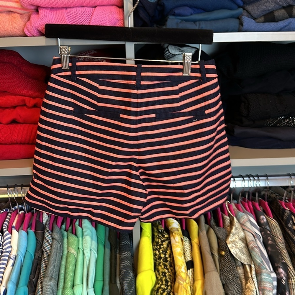 J Crew navy and coral striped 5” shorts size 0 - Picture 3 of 3